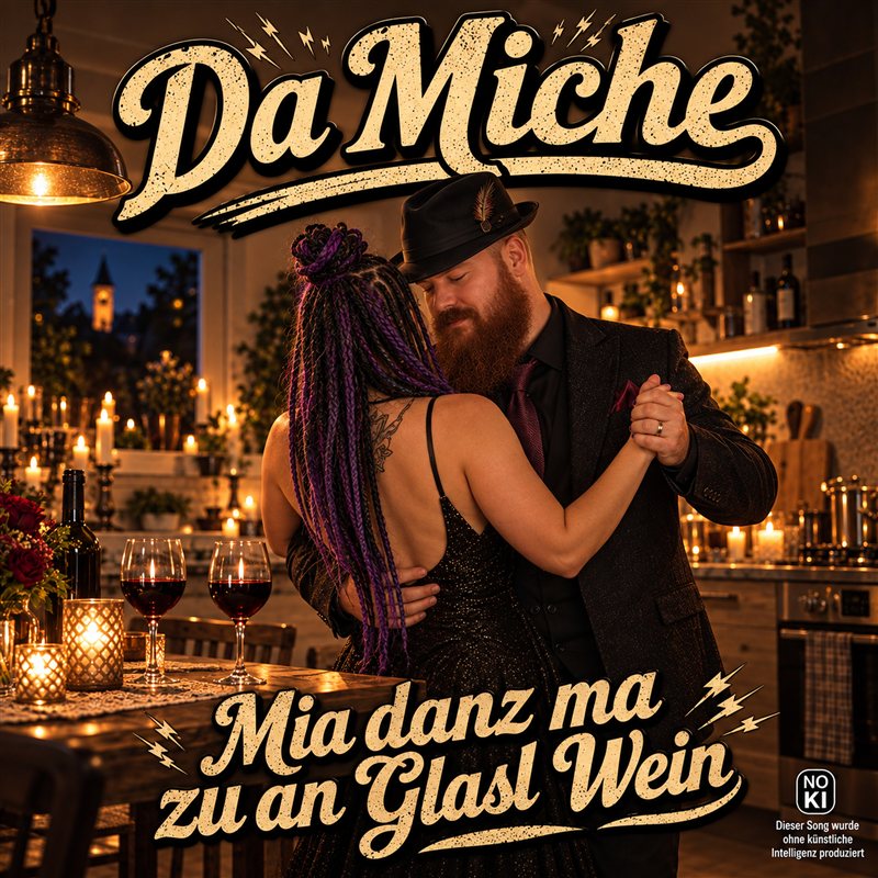 Single-Cover „Mia danz ma zu an Glasl Wein“ von Da Miche